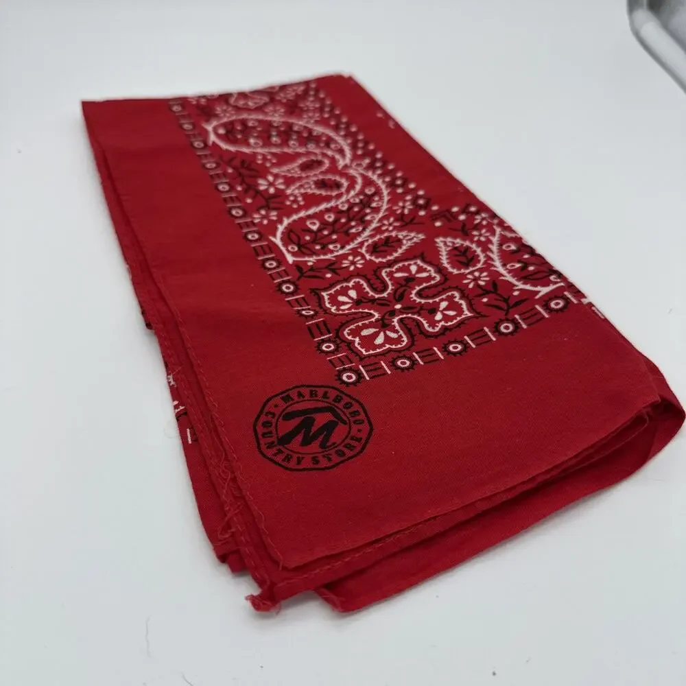 Vintage Red Marlboro Country Store Bandana Scarf Phillip Morris Advertising